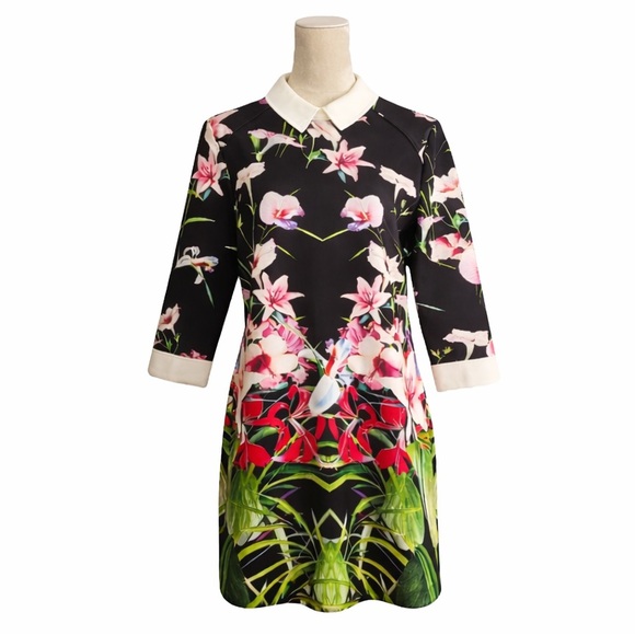 Ted Baker London Youma Mirrored Tropics Collar Dress Size 8 US - Picture 2 of 13